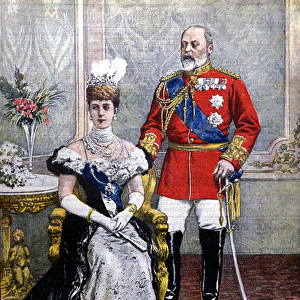 King Edward VII of England (1841-1910) with Queen Alexandra in 1902 illustration by