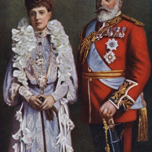 King Edward VII and Queen Alexandra (colour litho)
