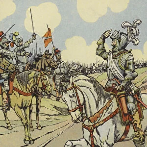 King Henry IV of France at the Battle of Ivry, 1590 (colour litho)