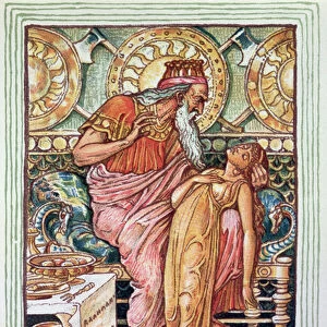 King Midas and his Daughter Turned to Gold, illustration from "