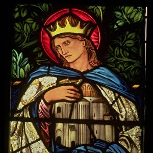 King Solomon holding the temple, 1890 (stained glass)