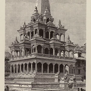 Krishna Mandir, Patan Durbar Square, Lalitpur, Nepal (engraving)