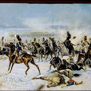 La bataille d Eylau, le 20 fevrier 1807. (The Battle of Preussisch Eylau on February 8, 1807). Confrontation militaire entre la Grande Armee francaise de Napoleon I (1769-1821) et l empire russe
