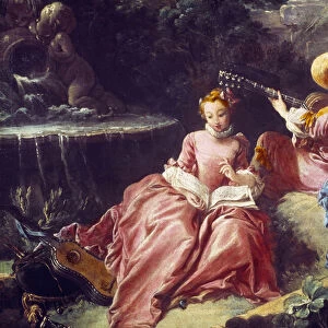 La lecon de musique Painting by Francois Boucher (1703-1770). 18th century. Paris