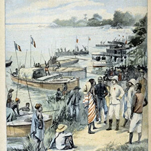 La mission Lenfant: arrival of the Mission on the shores of Lake Chad - in "Le Petit Parisien"from 17 / 01 / 1904