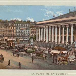 La Place De La Bourse (colour litho)
