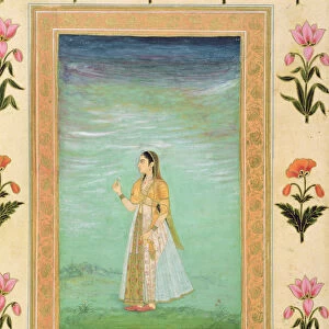 Lady holding a flower, from the Small Clive Album (opaque w / c on paper)