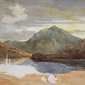 A Lake in North Wales, Snowdon in the Distance (w / c on paper)
