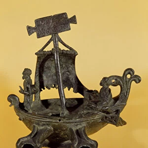 Lamp in the form of a boat, with St. Paul and St. Peter (bronze)