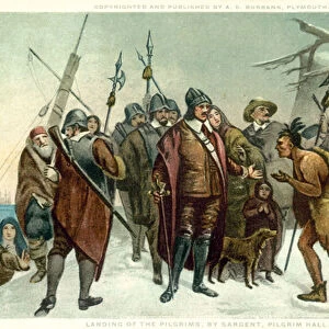 Landing of The Pilgrim Fathers (colour litho)