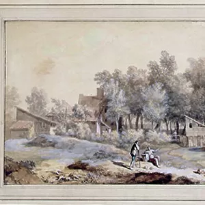 Landscape with Buildings: possibly at Richmond, Surrey (w/c on paper)