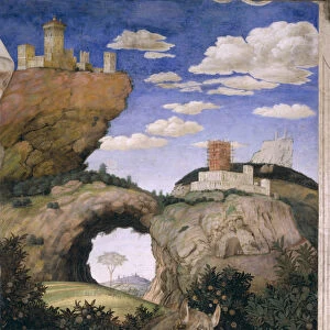 Landscape with a castle, from the Camera degli Sposi or Camera Picta, 1465-74 (fresco)