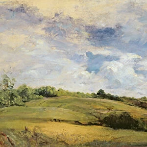 Landscape and clouds (oil on canvas)