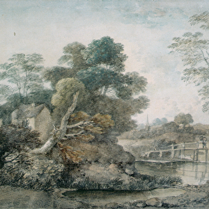 Landscape with Cottage and Stream (w / c)