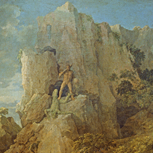 Landscape with Hercules and Cacus, c. 1656 (oil on canvas) (detail of 205776)