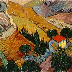 Landscape with House and Ploughman, 1889 (oil on canvas)