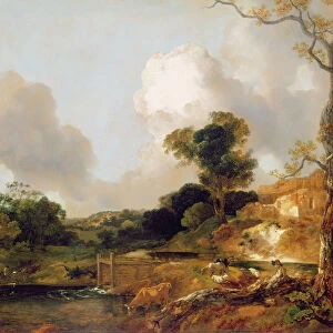 Landscape with Stream and Weir (oil on canvas)