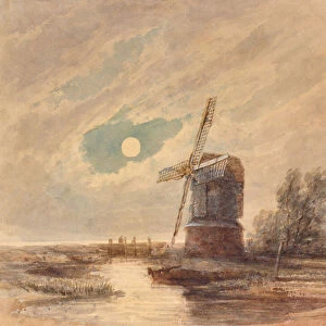 Landscape with Windmill, 1810-65 (Watercolour)