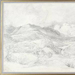Langdale Pikes from Elterwater, 4th September 1806 (pencil on paper)