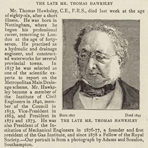 The Late Mr Thomas Hawksley (engraving)