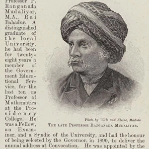 The late Professor Ranganada Mudaliyar (engraving)