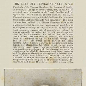 The late Recorder of London, Sir Thomas Chambers, QC (b / w photo)