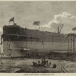 Launch of the Faraday, Telegraph Cable Ship (engraving)