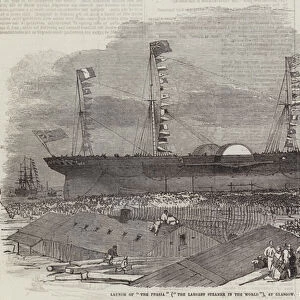 Launch of "The Persia"("The Largest Steamer in the World"), at Glasgow (engraving)
