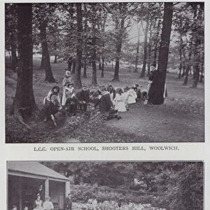 LCC Open-Air School, Shooters Hill, Woolwich, The Compulsory After-Dinner Rest (b / w photo)