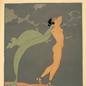 Le Silence de Mnasidika, illustration from Les Chansons de Bilitis, by Pierre Louys, pub. 1922 (pochoir print)