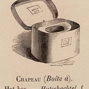Le Vocabulaire Illustre: Chapeau (Boite a); Hat-box; Hutschachtel (engraving)