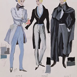 Lensky, costumes from acts I, II and III of the opera Eugene Onegin, 1830
