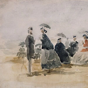 Les Crinolines, 1865 (watercolour and pencil on paper laid on card)