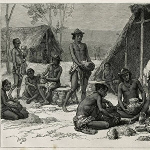 Les Indiens Galibis (or Kalinas) making pottery, engraving by D