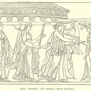 Leto, Artemis, and Apollo, with Victory (engraving)