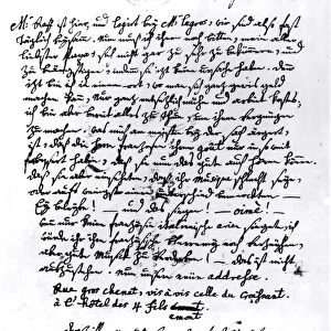 Letter from Mozart to his Father, 5th April 1778 (pen and ink on paper) (b / w photo)