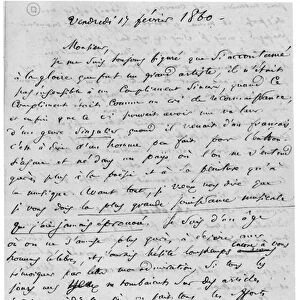 Letter to Richard Wagner (1813-83) 17th February 1860 (pen & ink on paper) (b / w photo)