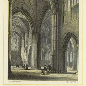 Lichfield Cathedral, view from the north transept (colour litho)