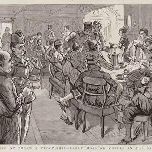 Life on Board a Troop-Ship, Early Morning Coffee in the Saloon (engraving)