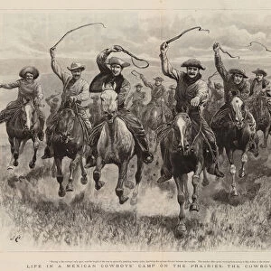 Life in a Mexican Cowboys Camp on the Prairies, the Cowboys Race (engraving)