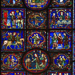 The Life of St Martin of Tours stained glass window - Stained glass window of