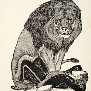 The Lion and his Keeper, from A Hundred Anecdotes of Animals, pub. 1924 (engraving)