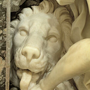 A Lion licking the foot of Daniel (marble) (detail of 186919)