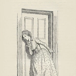 Listening at the door, 1896 (engraving)