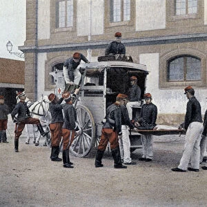 Loading the wounded in an ambulance - in "Military Album"
