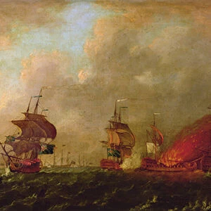 Lord Howe and the Comte d Estaing off Rhode Island, 9th August 1778 (oil on canvas)