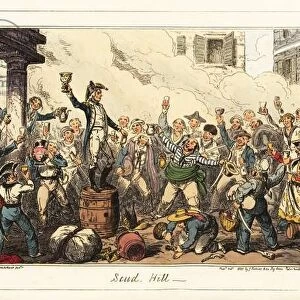 Lord Nelson toasting the survivors of Toulon, 1837 (lithograph)