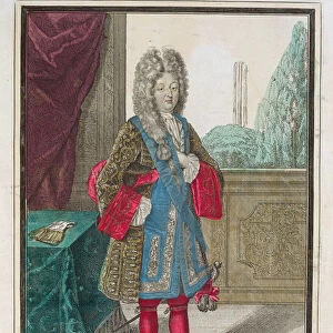 Louis de France (1661-1711) Monseigneur le Dauphin (colour engraving)