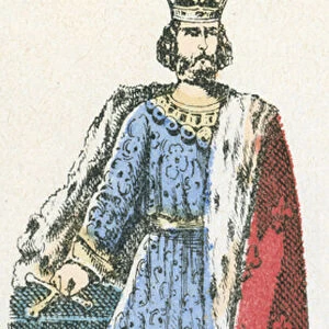 Louis VIII dit Coeur de Lion, 43e roi, monte sur le trone en 1223, mort en 1226 (coloured engraving)