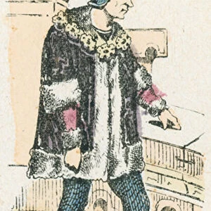 Louis XI, 55e roi, monte sur le trone en 1461, mort en 1483 (coloured engraving)